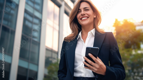 Successful Female Leader in Suit Holding a Smartphone Outside Office Building. Equality, Diversity, Empowerment. International Company, Modern Society, Globalisation. Business, Work, Career, Education Free Download Successful Female Leader in Suit Holding a Smartphone Outside Office Building. Equality, Diversity, Empowerment. International Company, Modern Society, Globalisation. Business, Work, Career, Education - GFXLoad