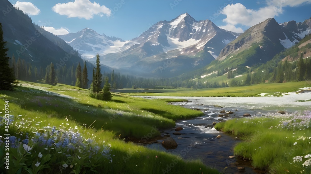 a serene mountain valley in spring a serene mountain valley in spring