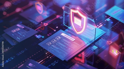 Data Compliance Assurance, shield protecting documents with various regulatory compliance symbols,