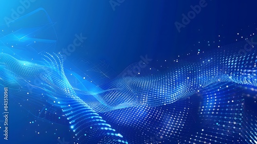 Abstract blue background of points. Cyber particles. Big data stream. Vector illustration.