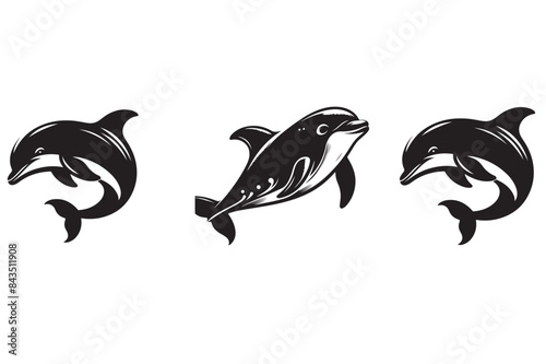 Harbor Porpoise vector silhouette illustration