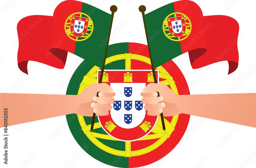 Fototapeta premium Portugal Independence Day 1st december Vector flat illustration