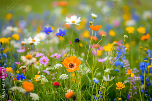 Colorful wildflowers in a lush meadow