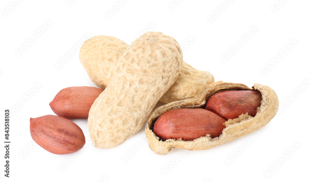 Fresh peanuts isolated on white. Healthy snack Fresh peanuts isolated on white. Healthy snack