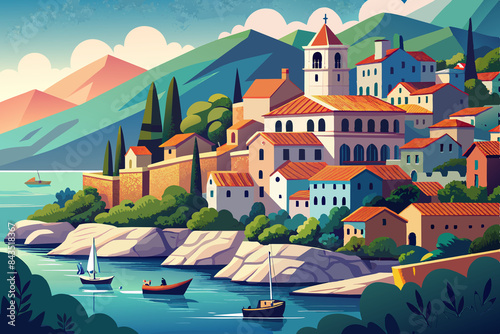 Wallpaper Mural Montenegrin coastal town with old stone buildings Torontodigital.ca