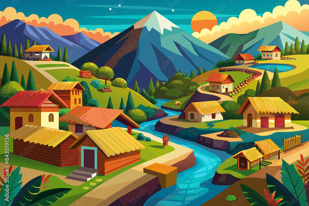 Ecuadorian Andean village with traditional houses Ecuadorian Andean village with traditional houses