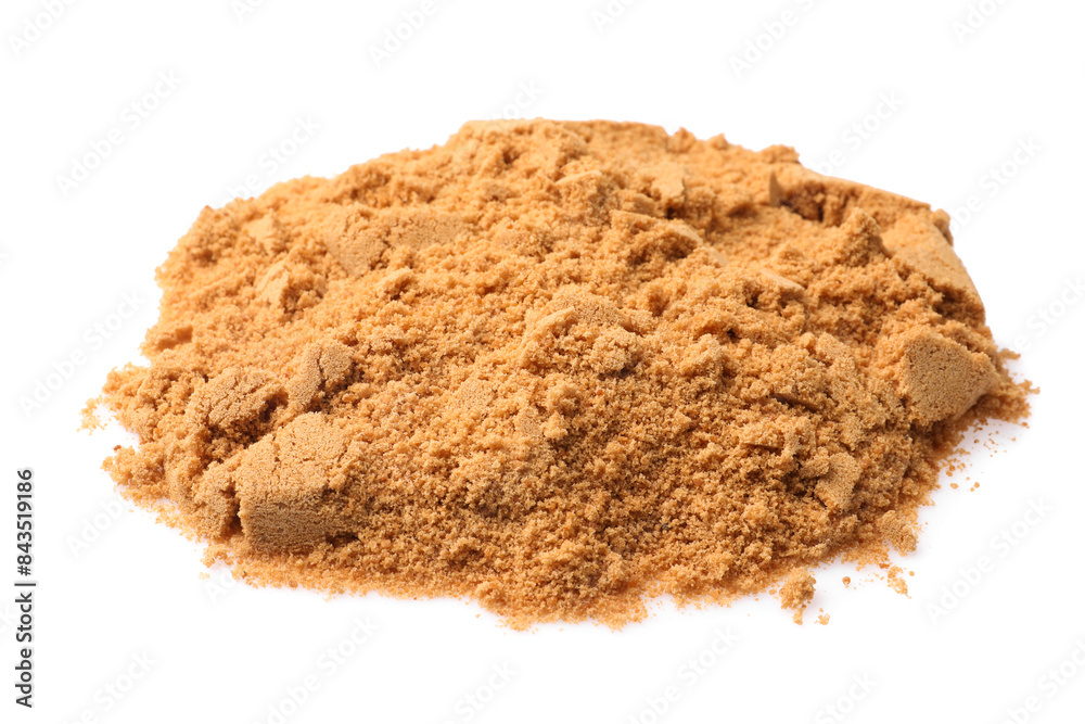 Pile of coconut sugar isolated on white Pile of coconut sugar isolated on white