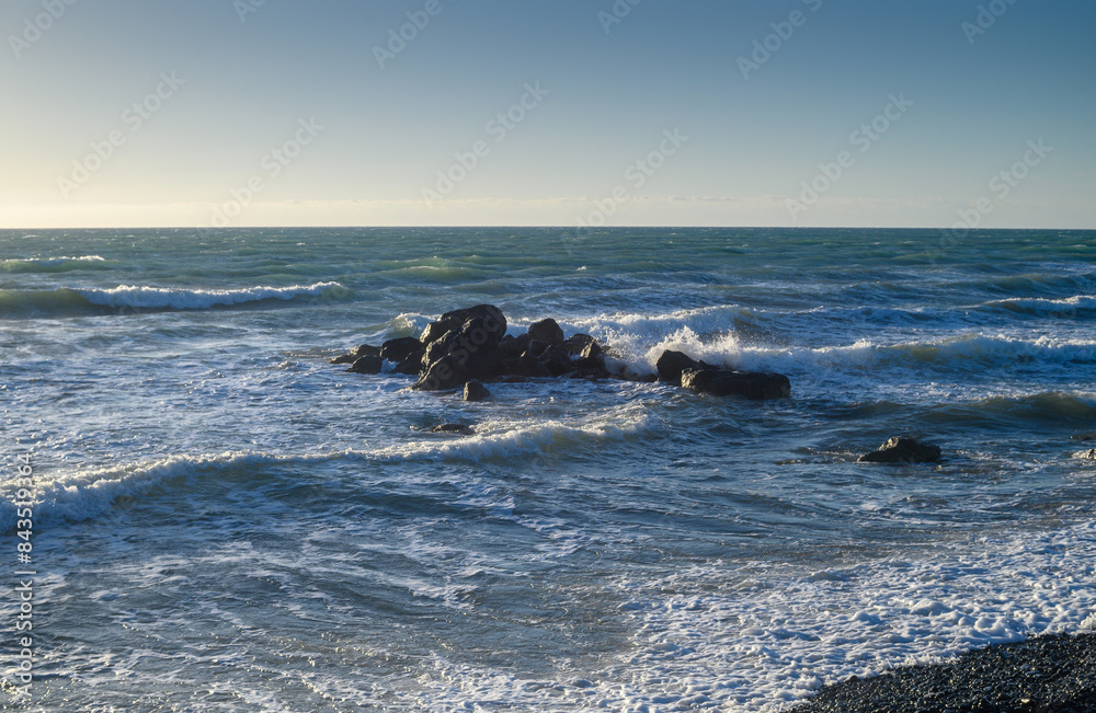 Obraz premium large stones in the Mediterranean sea near the beach