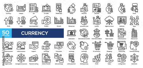 Currency Icon collection Glyph Color style