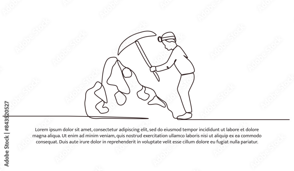 Continuous one line design of little boy works hard.Minimalist style vector illustration on white background. Continuous one line design of little boy works hard.Minimalist style vector illustration on white background.
