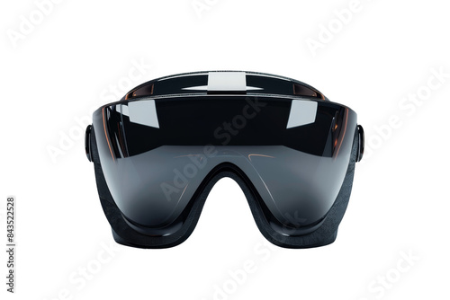 Modern black ski goggles with reflective lenses on transparent background. Perfect for winter sports enthusiasts and skiing adventures.