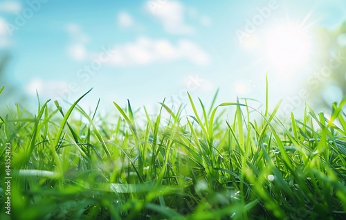 Green Meadow with Bright Sunlight