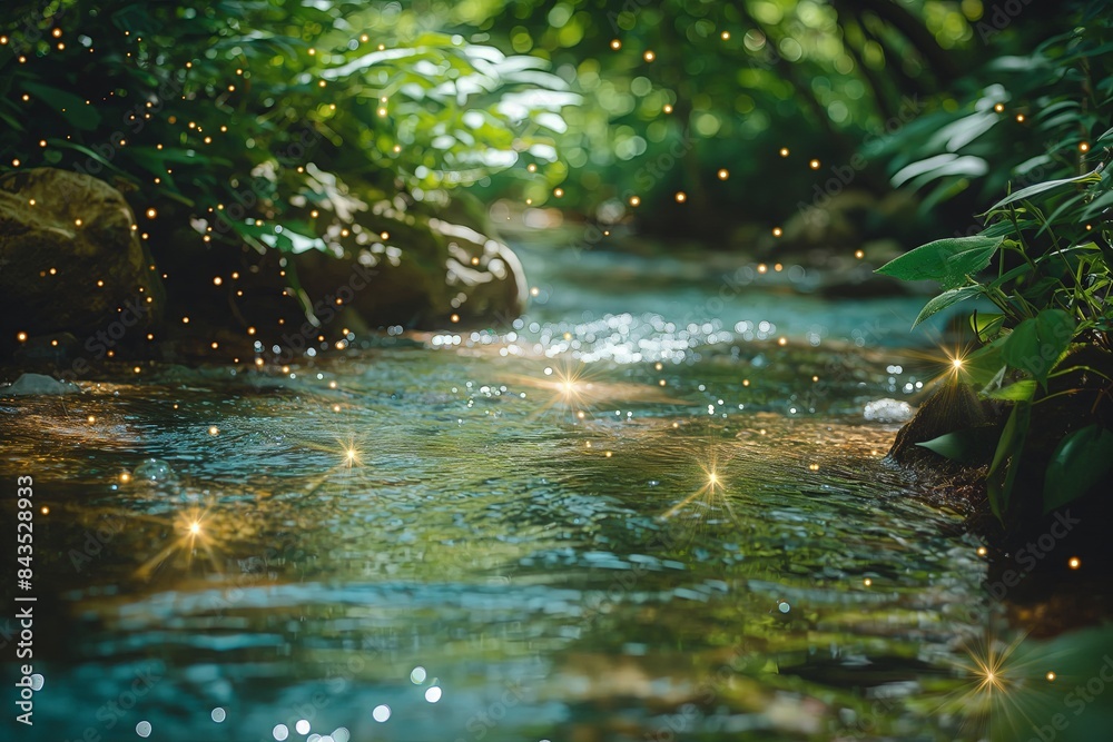 Fototapeta premium a clear stream winding through the forest