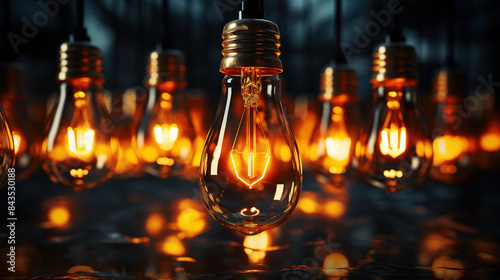 dark background with light bulbs and a dark background photo