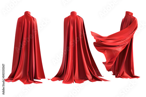 Superhero red cape set isolated on white background