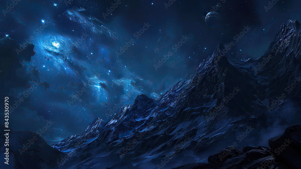 Mysterious nightscape vista, AI generative