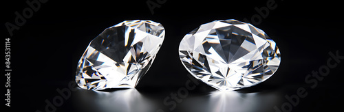 Shiny diamond gems isolated on black background