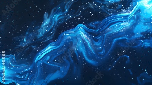 Abstract blue background of points. Cyber particles. Big data stream. Vector illustration.