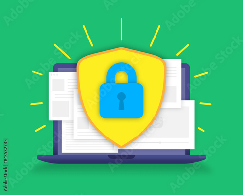 Lock pad on laptop screen with many open internet pages