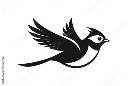  a minimalist titmouse-flying vector art illustration icon logo, featuring a modern stylish shape with an underline, vector illustration