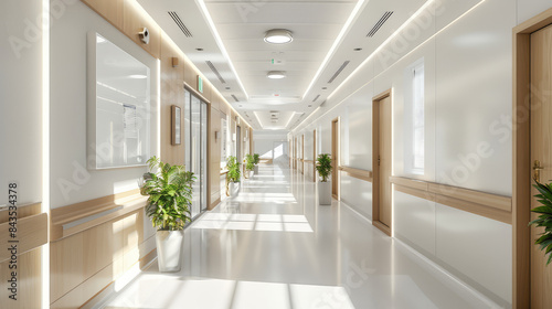 bright hospital corridor of a modern hospital