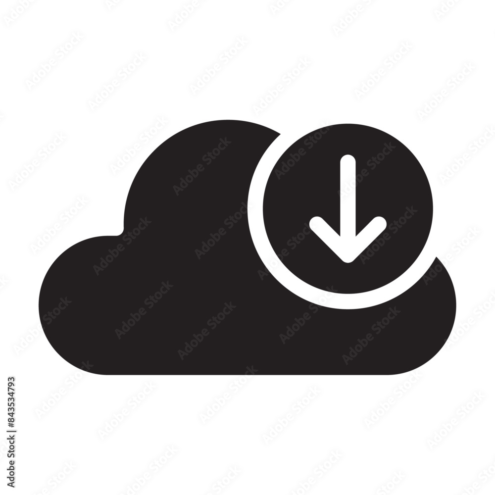 Cloud data download solid icon. vector glyph icon for mobile app, website, logo and presentation design. Cloud data download solid icon. vector glyph icon for mobile app, website, logo and presentation design.