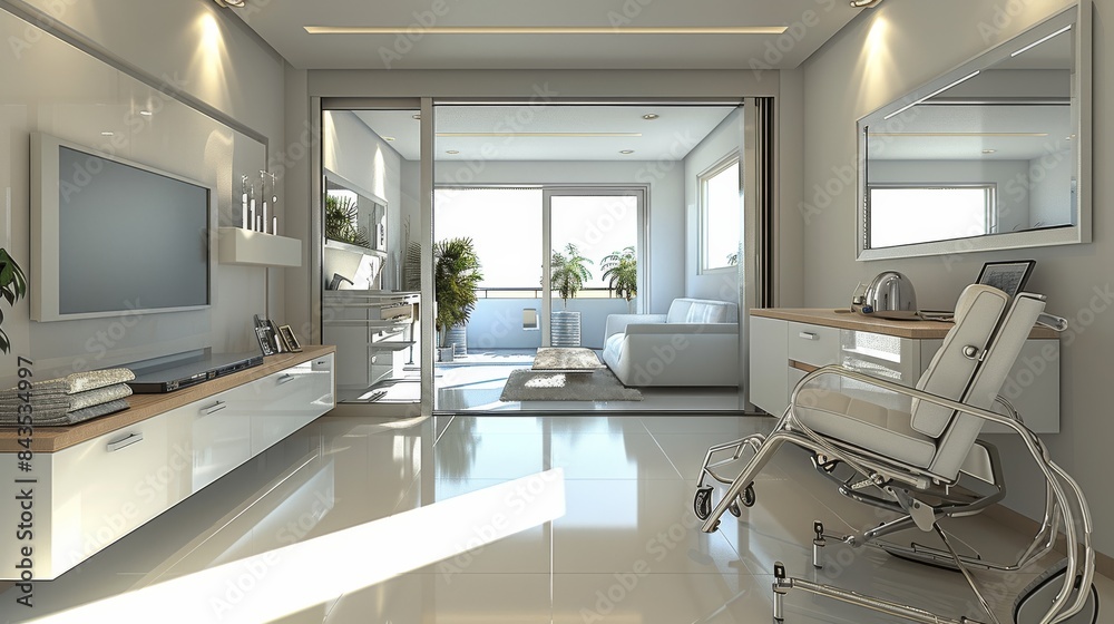 The apartment caters to the needs of a disabled individual. Include furniture and fixtures that enhance accessibility and comfort. Consider aspects such as wheelchair-friendly pathway. Generative AI. The apartment caters to the needs of a disabled individual. Include furniture and fixtures that enhance accessibility and comfort. Consider aspects such as wheelchair-friendly pathway. Generative AI.