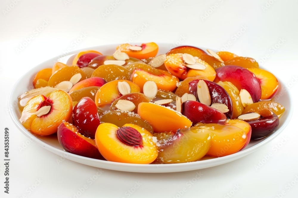 Baked Stone Fruits: Radiating a Captivating Glow in Buttered Baking Dish Baked Stone Fruits: Radiating a Captivating Glow in Buttered Baking Dish