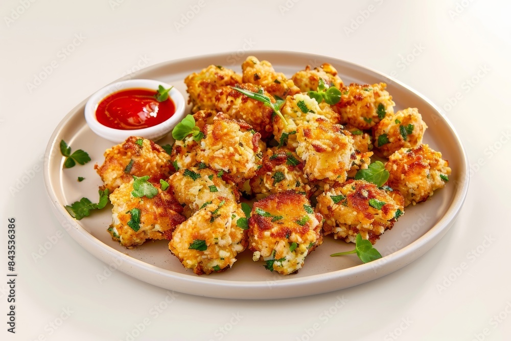 Baked Cauliflower Tots with Almond Meal Batter and Herbs, Perfect for Dipping Baked Cauliflower Tots with Almond Meal Batter and Herbs, Perfect for Dipping