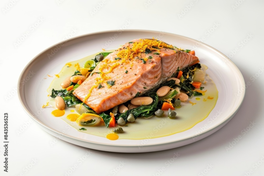 Baked Cedar Board Salmon with Chard and Bean Saffron Sensory Delight Baked Cedar Board Salmon with Chard and Bean Saffron Sensory Delight