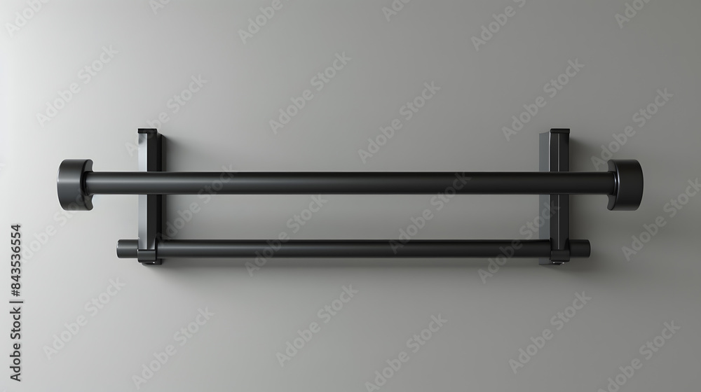 3D render of a sleek contemporary pull-up bar on a gray background. 3D render of a sleek contemporary pull-up bar on a gray background.