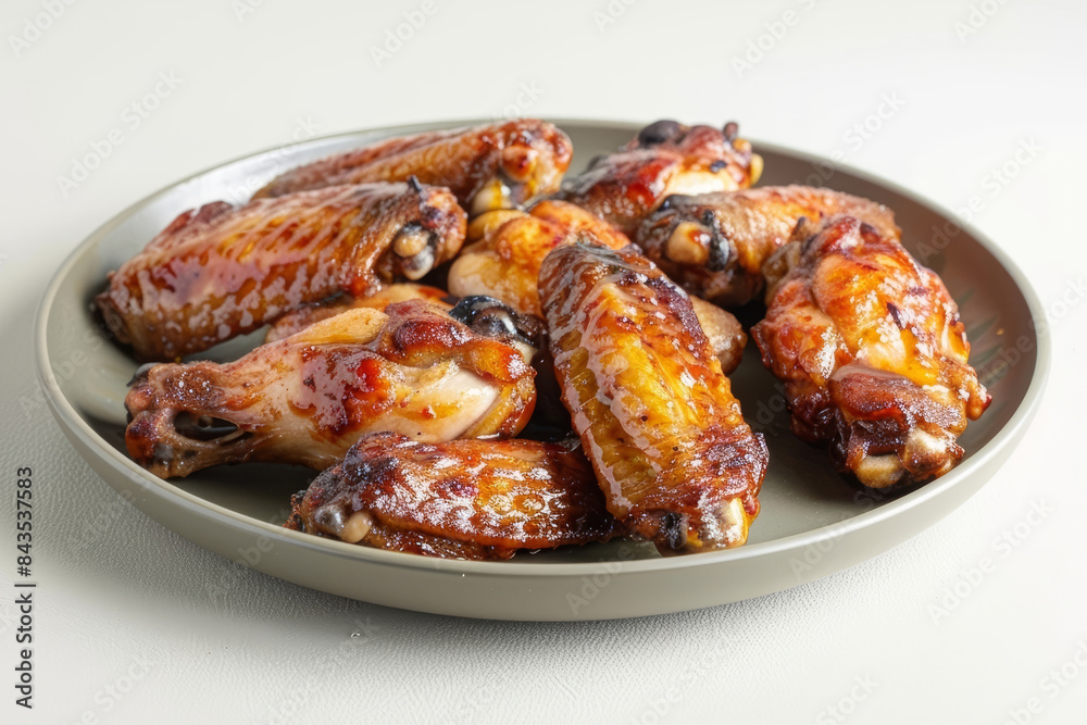 Mouthwatering Baked Chicken Wings with Tangy Glaze and Variety of Dipping Sauces