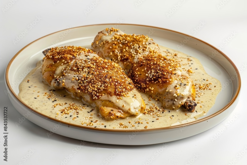 Delicious Baked Chicken with Toasted Sesame Seeds and Creamy Dijon Mustard Sauce Delicious Baked Chicken with Toasted Sesame Seeds and Creamy Dijon Mustard Sauce