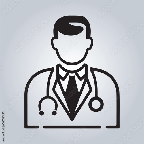 Doctor Icon with Stethoscope. Nurse logo, medical and health care hospital patient examination