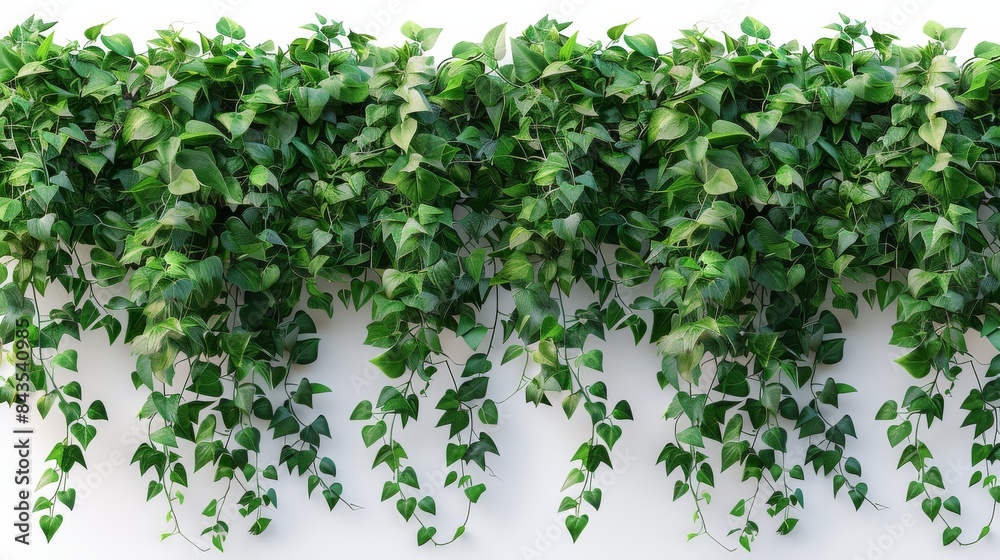 Naklejka premium Flowing jungle vines with rich foliage, isolated transparent background, detailed texture. Generative AI.