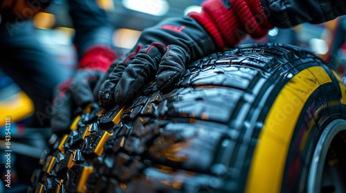Formula 1 Car Tire Change Close-Up - Detailed Mechanics at Work