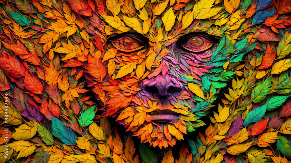 Obraz premium Face made of tree foliage.