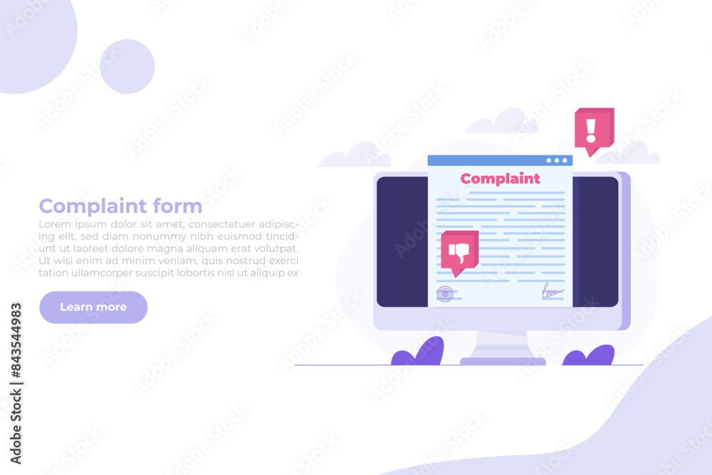 Сomplaint form online concept. Vector illustration.