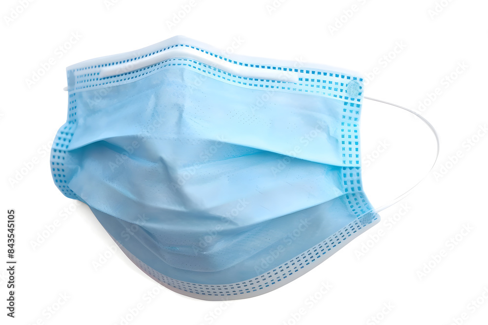 Blue protective mask isolated over a white background