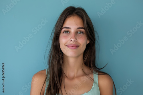 A close up portrait of a young woman with a subtle smile