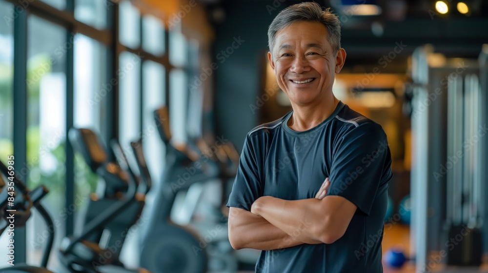 Smiling Southeast Asian Male Fitness Trainer in Gym Interior for Wellness and Exercise Concepts