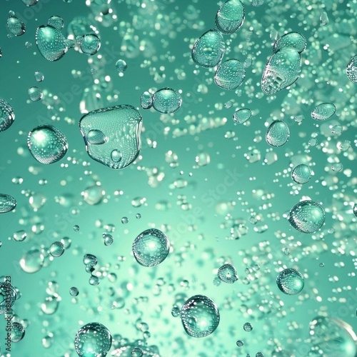 Background image with water bubbles on a light green background