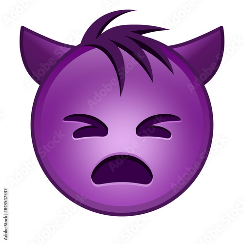 Angry face with horns Large size of purple emoji smile with hair