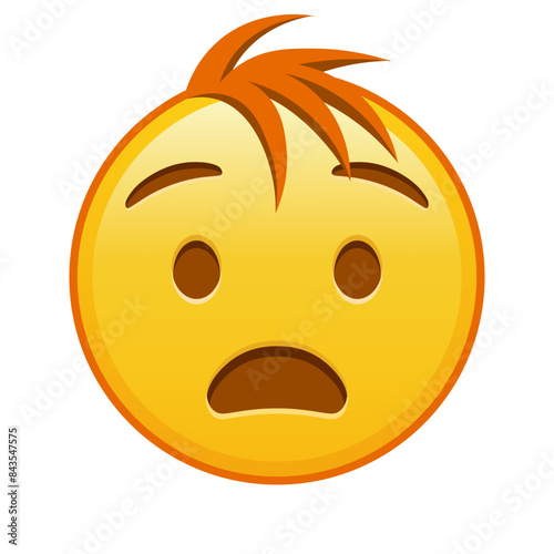 Anguished face Large size of yellow emoji smile with hair