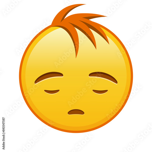 Anguished face Large size of yellow emoji smile with hair