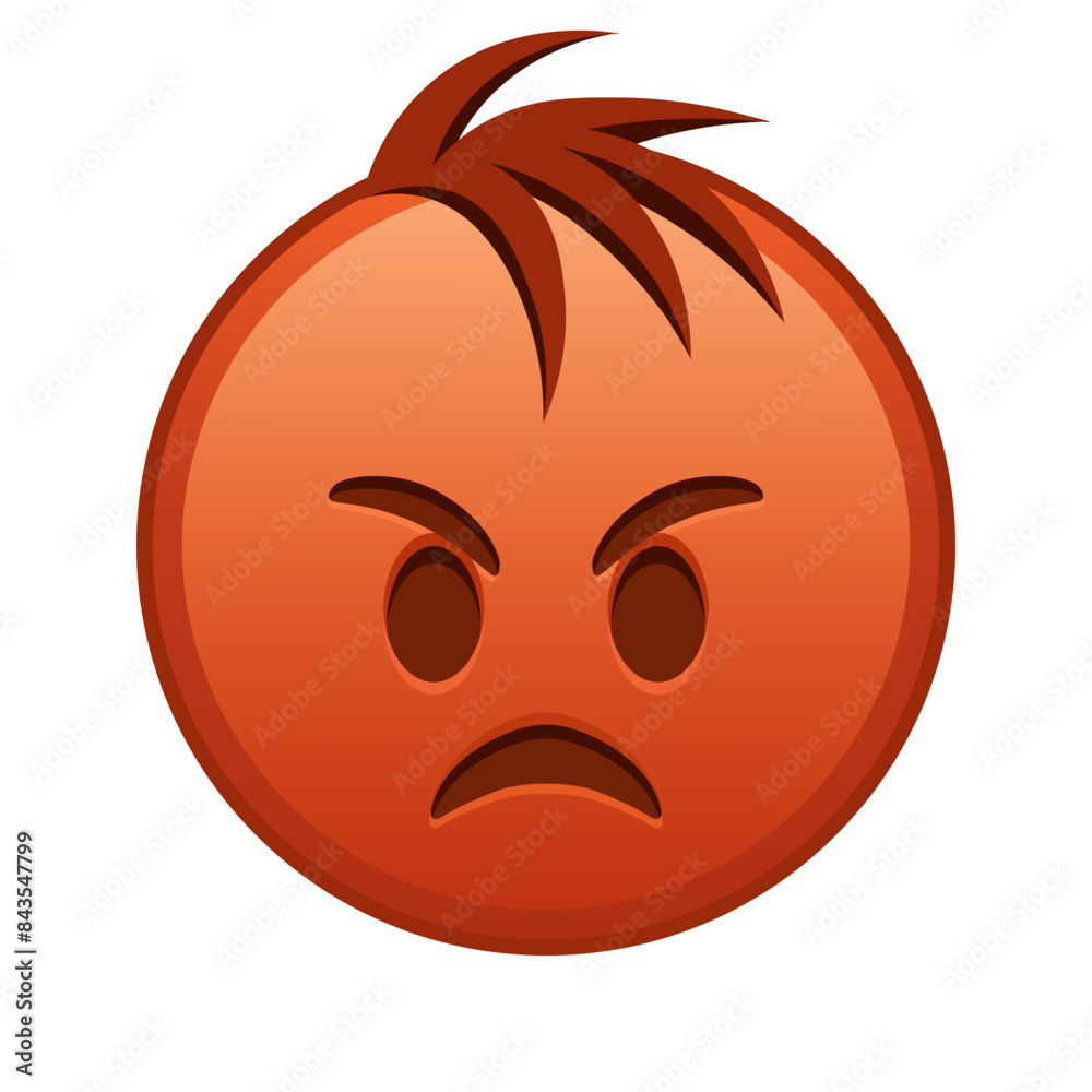 Fototapeta premium Face pouting lips Large size of red emoji smile with hair