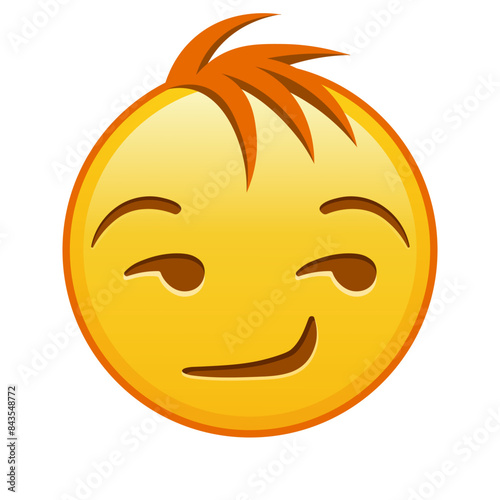 Grinning flirting face Large size of yellow emoji smile with hair