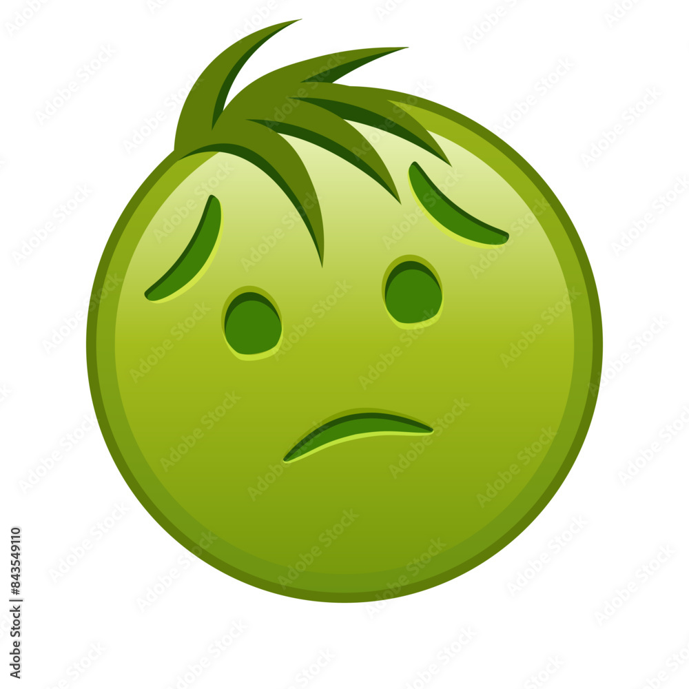 Fototapeta premium Nauseated face Large size of yellow emoji smile with hair