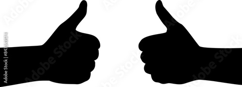 Silhouette of two hands showing thumb up gesture. Vector illustration in black color. Transparent background