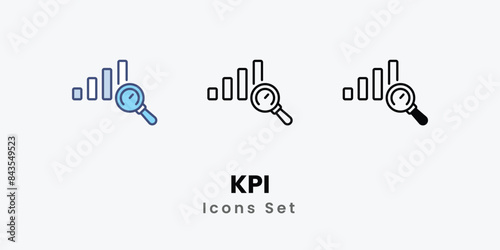KPI icons vector set stock illustration.